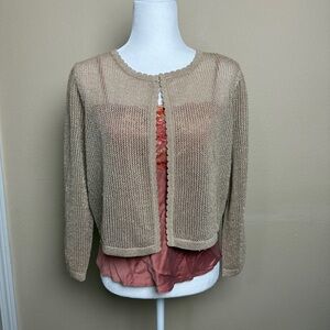 Talbots Open Stitch Scallop Gold Shrug Size Large